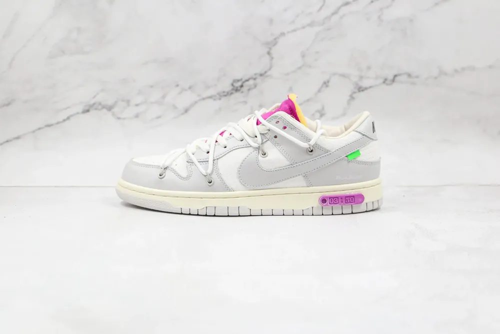 Nike NIKE Off-White x Nike Dunk Low 50 — White gray Purple Label