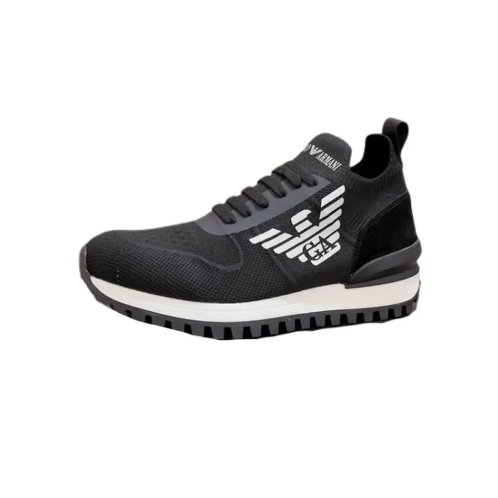 Armani EA7 Emporio Armani Men — Black White Stripe Sneaker