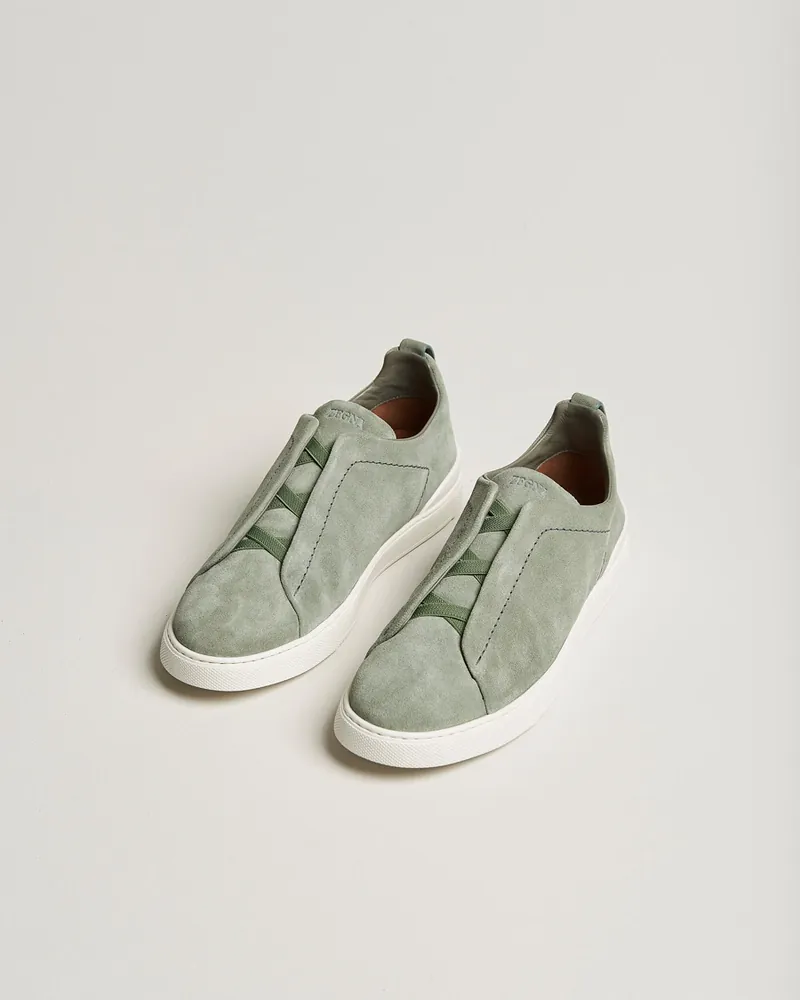 Zegna Zegna Triple Stitch Sneakers Suede Sneaker — Olive