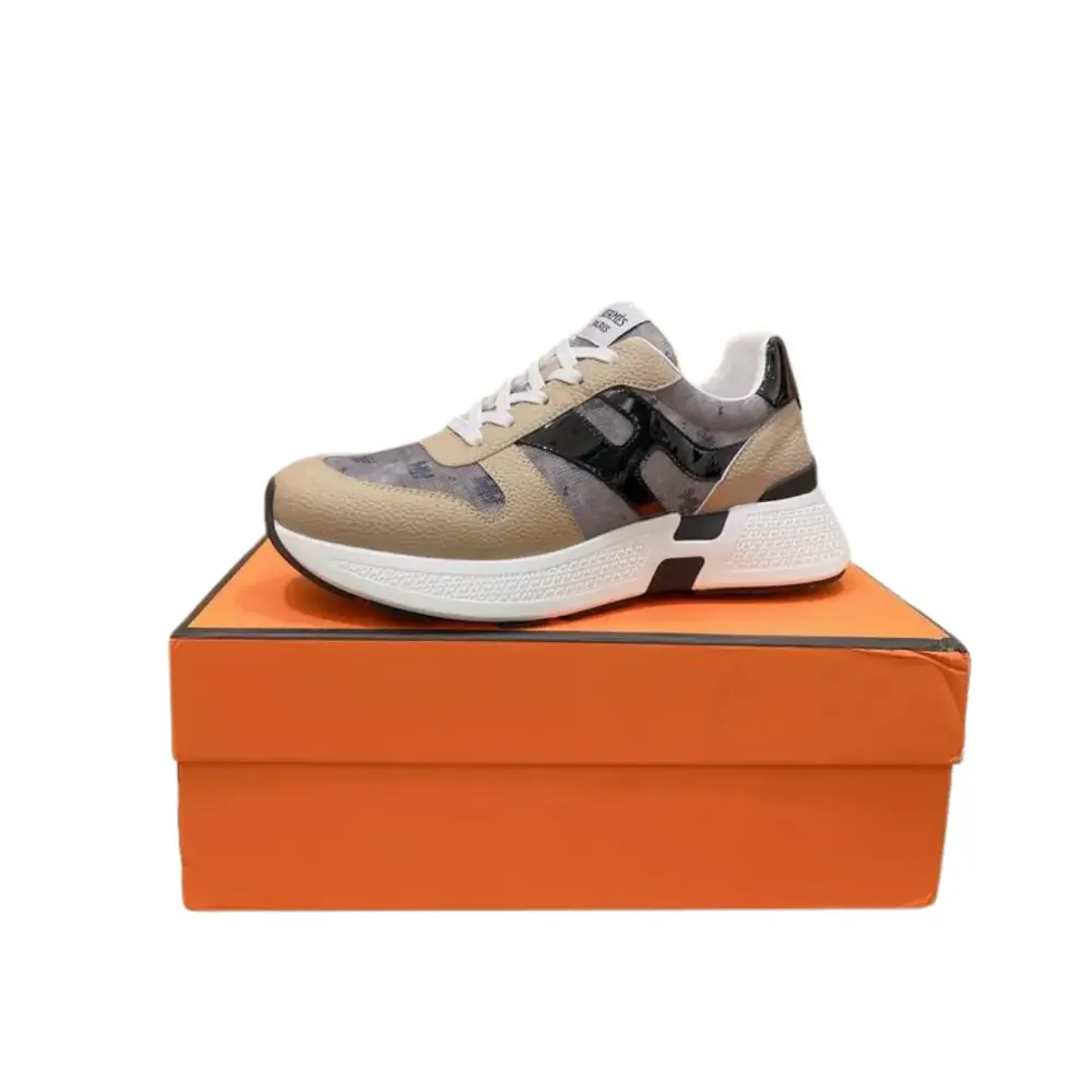 Hermès Hermes Beige — Grey Leather Hogan Sneakers