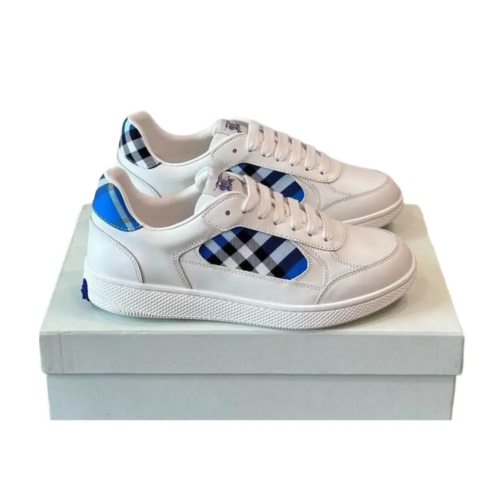 Burberry Burberry Leather Check Terrace Sneakers Smooth — White Calf Leather