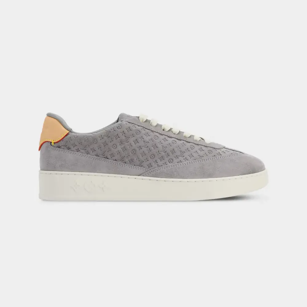 Louis Vuitton LV Flash Sneaker Monogram-Debossed Suede Calf Leather — Grey