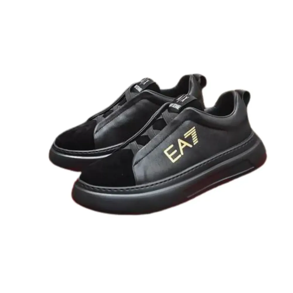 Armani Armani Black EA7 Emporio Sneaker — Gold Logo