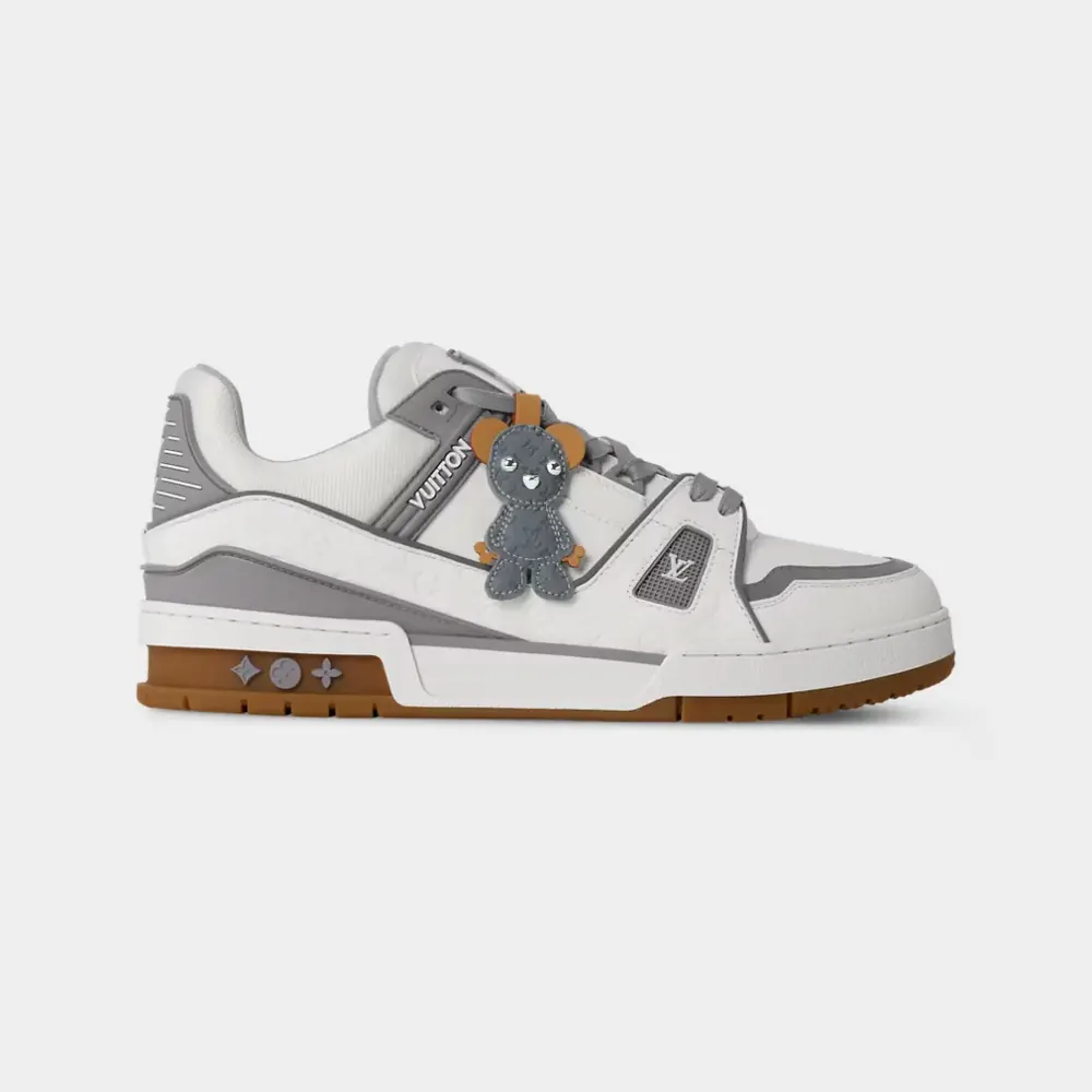 Louis Vuitton LV Trainer Sneaker Leather Monogram-Embossed Calf Leather — White