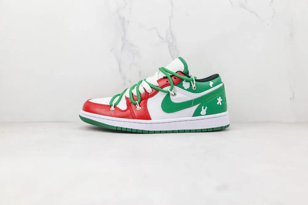 Jordan NIKE AJ1 Air Jordan 1 low Ow joint — white red green splicing