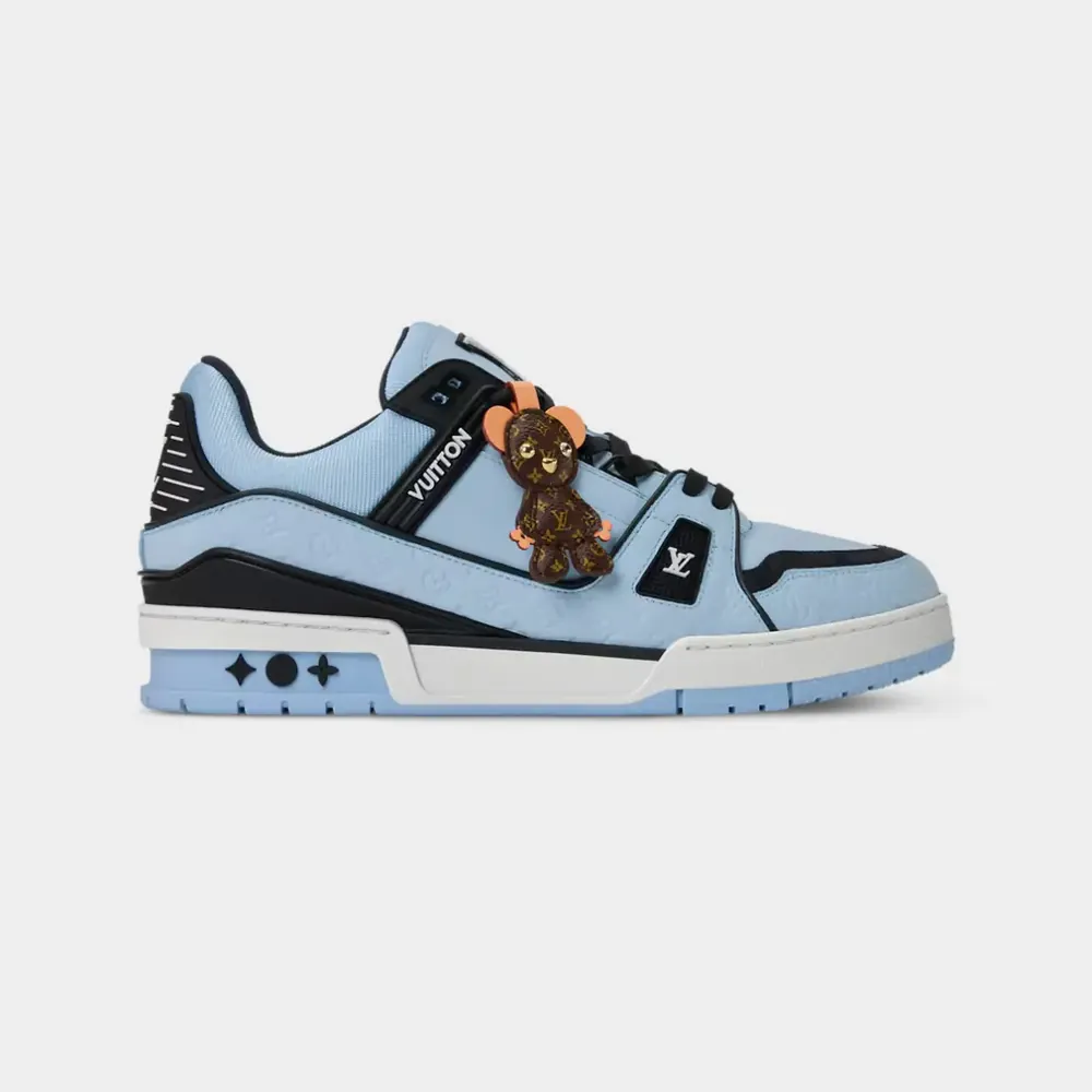 Louis Vuitton LV Trainer Sneaker Leather Monogram-Embossed Calf Leather — Blue