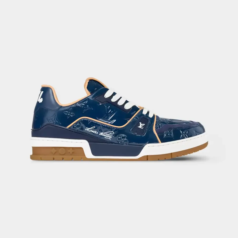 Louis Vuitton LV Tilted Sneaker Monogram Patent Calf Leather — Navy Blue