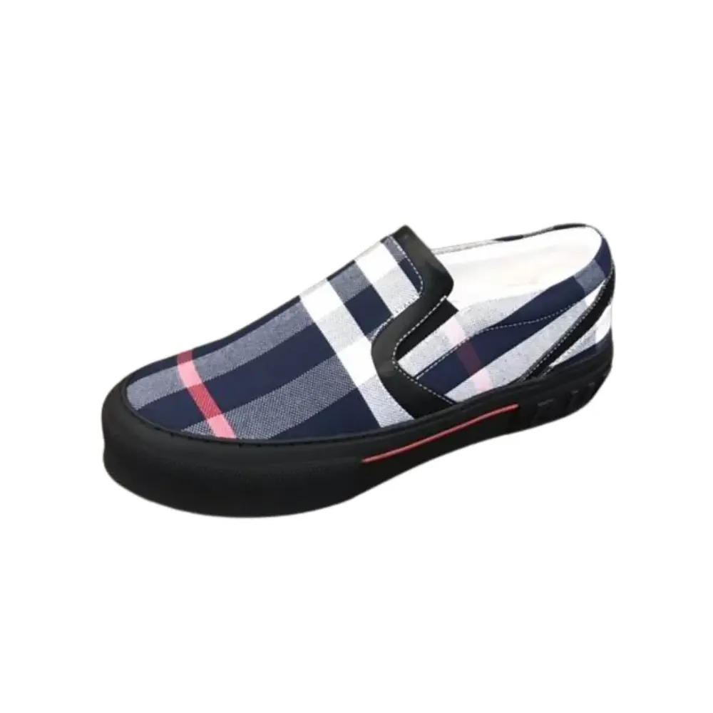 Burberry Burberry Cult Slip-On Sneakers — Navy White Check