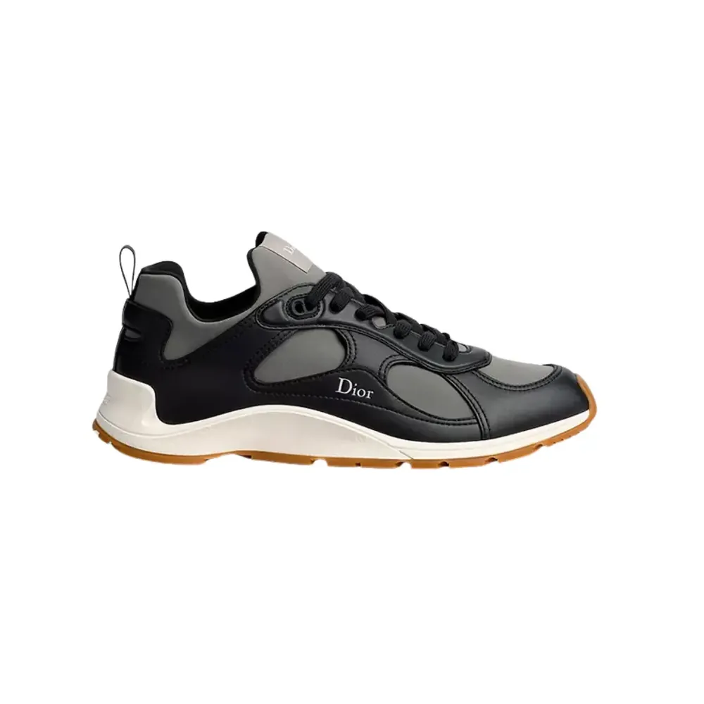 Dior Mile Sneaker — Black Smooth Lambskin Gray Neoprene
