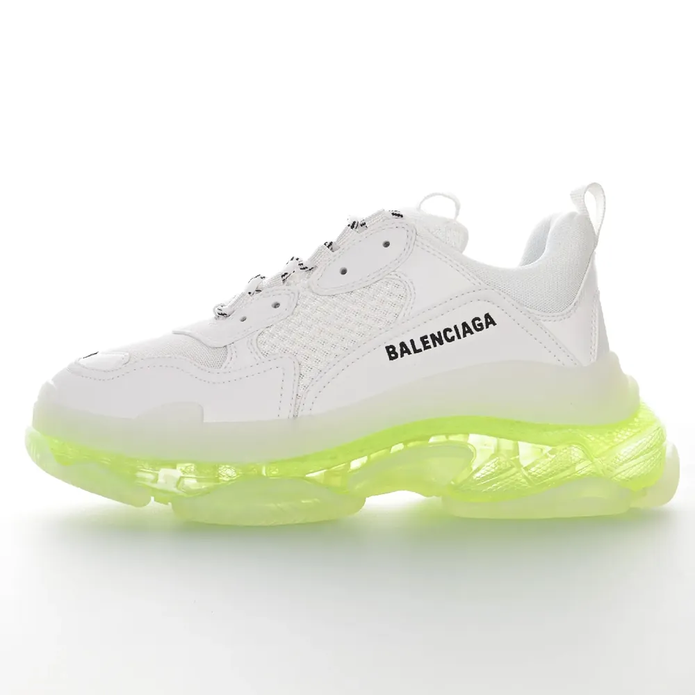 Balenciaga Balenciaga Triple S Transparent air cushion — white black lemon green bottom