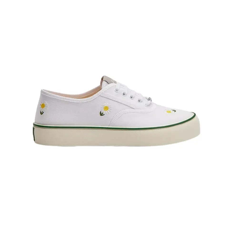 Dior Saltwind Sneaker — White Cotton Embroidered Multicolor Daisy Motif