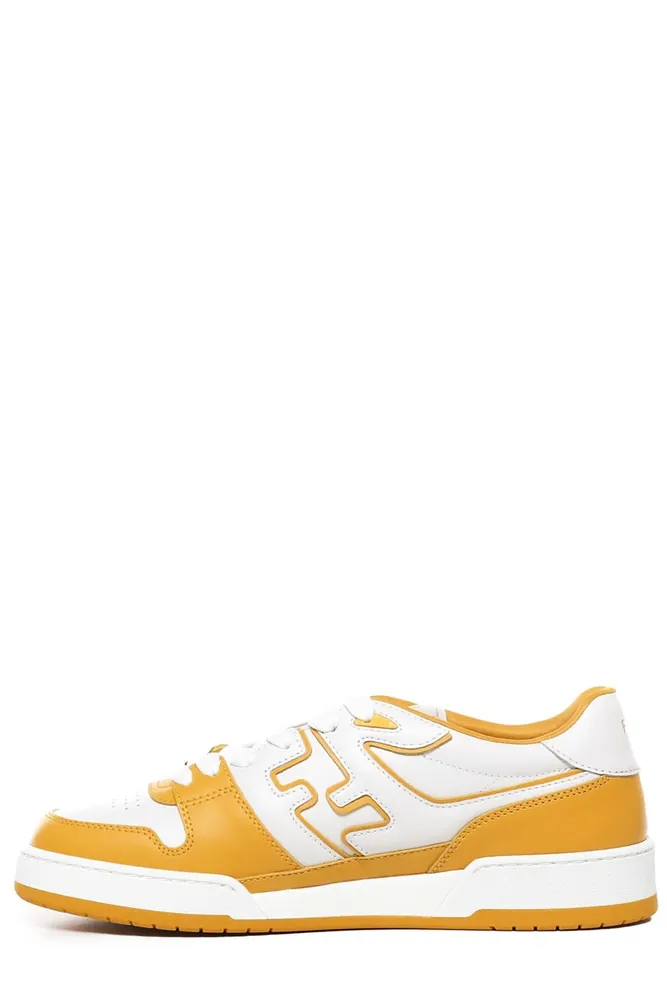 Fendi Fendi Match Panelled Low-Top Sneaker — White orange