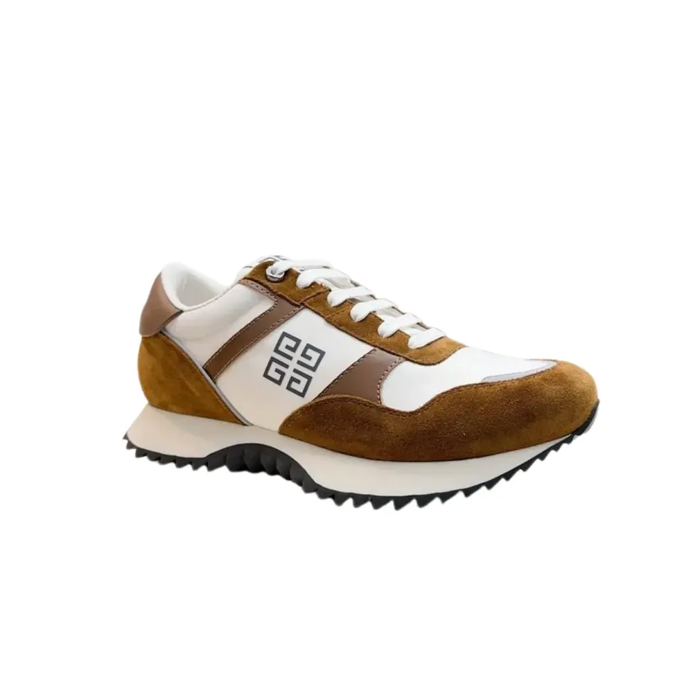 Givenchy Givenchy Brown — White Fabric Logo Sneakers