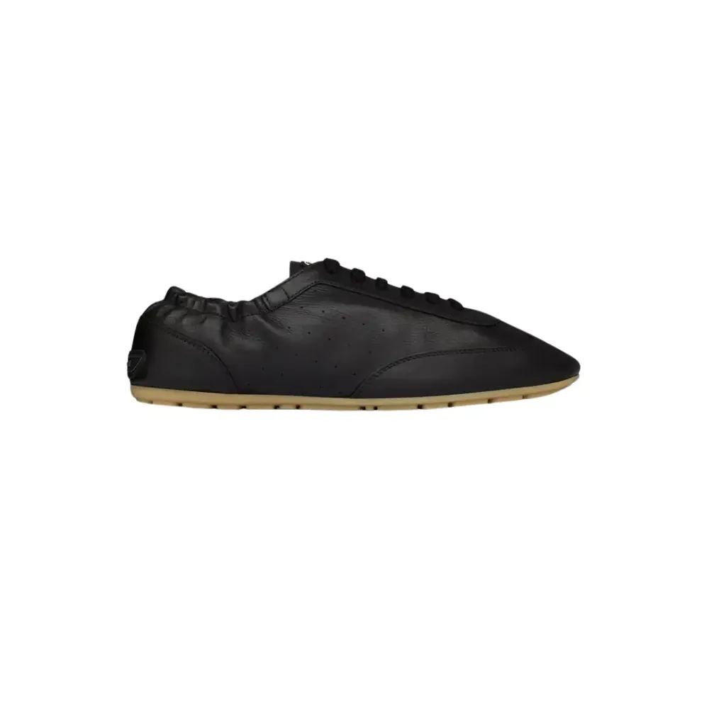 Saint Laurent Ysl Lewis Sneakers Grained Leather — Black