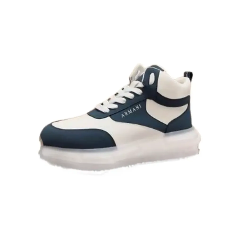 Armani EA7 Emporio Armani Leather Sneakers — Navy Blue White