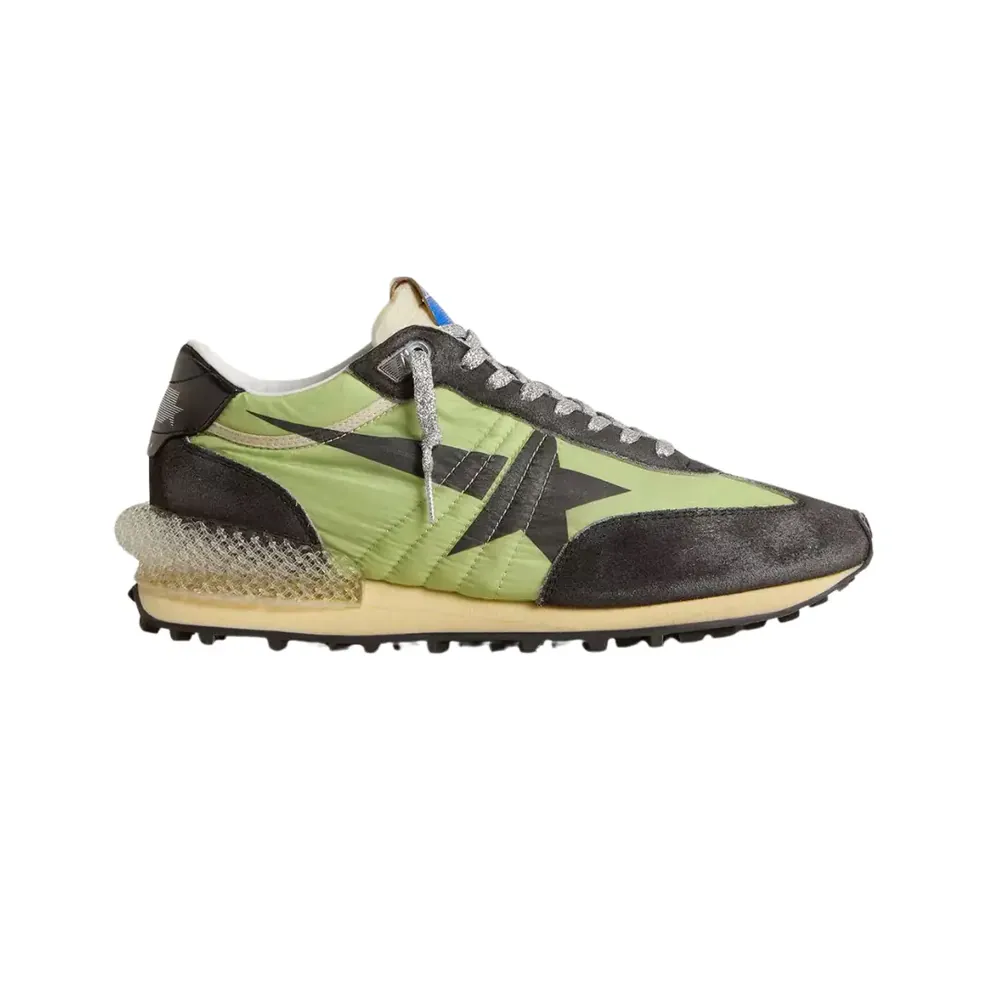 Golden Goose Golden Goose Marathon — Green Nylon Upper Black Star