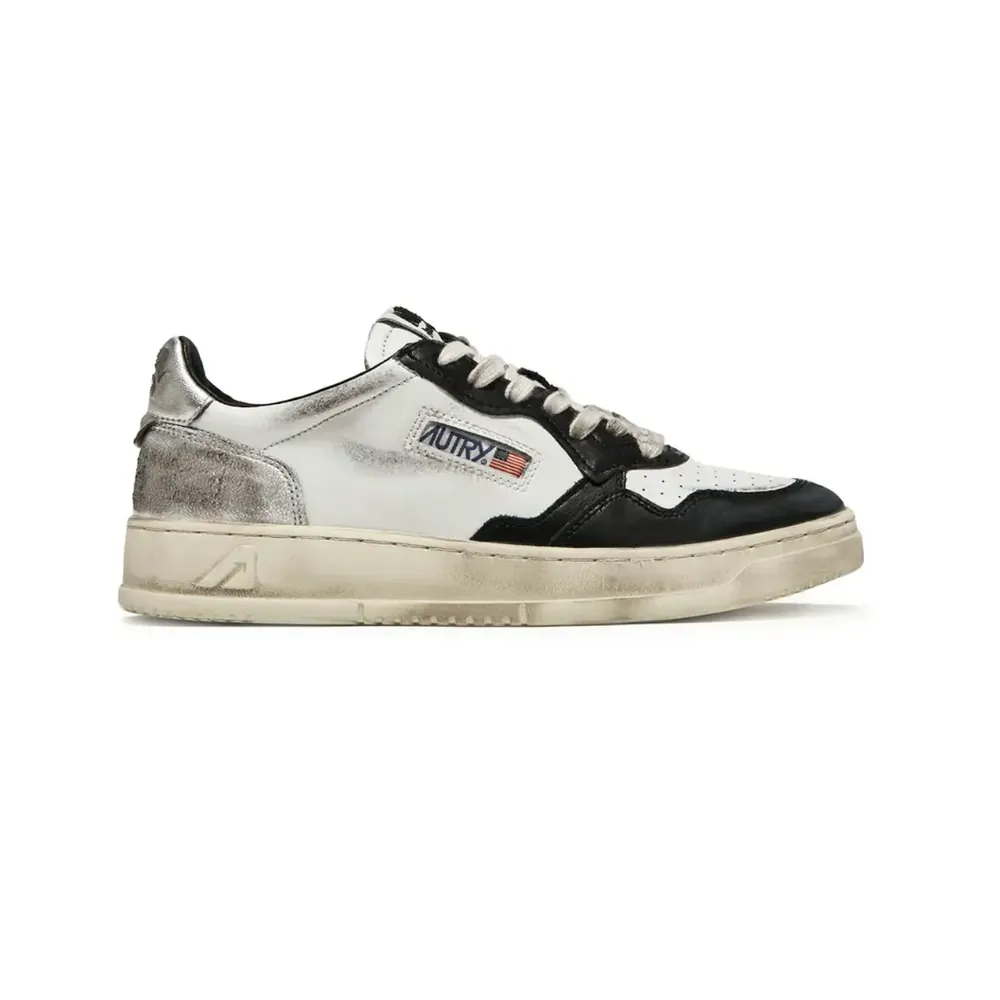 Autry Autry Medalist Leather Low Super Vintage — White Black Silver