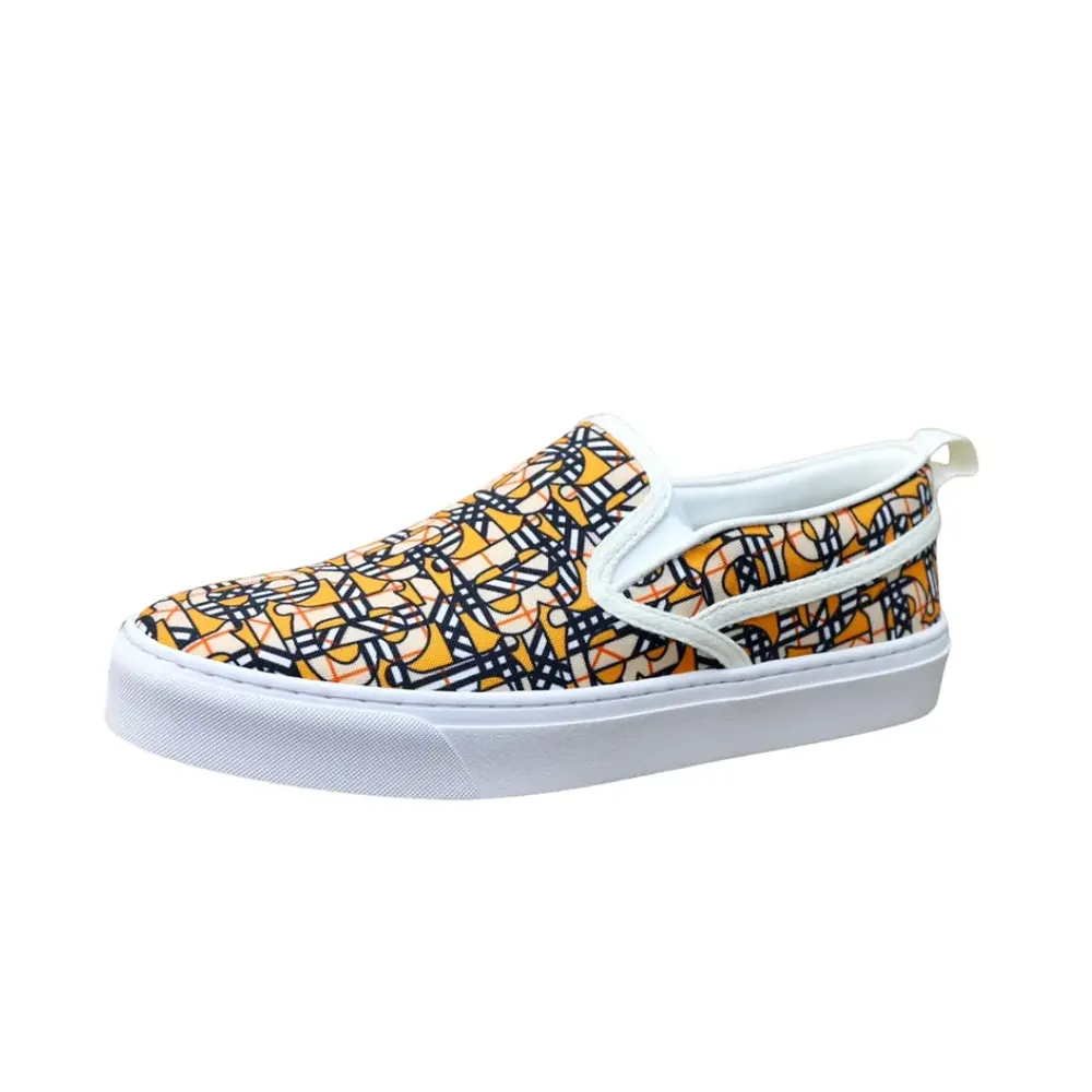Burberry Burberry Monogram Print Canvas Slip-On Sneakers Vibrant — Orange