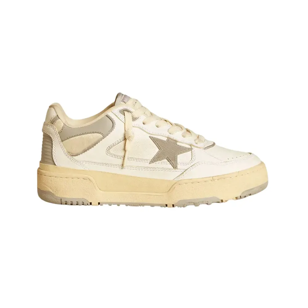 Golden Goose Golden Goose Forty2 — Grey Star White Leather Heel Tab