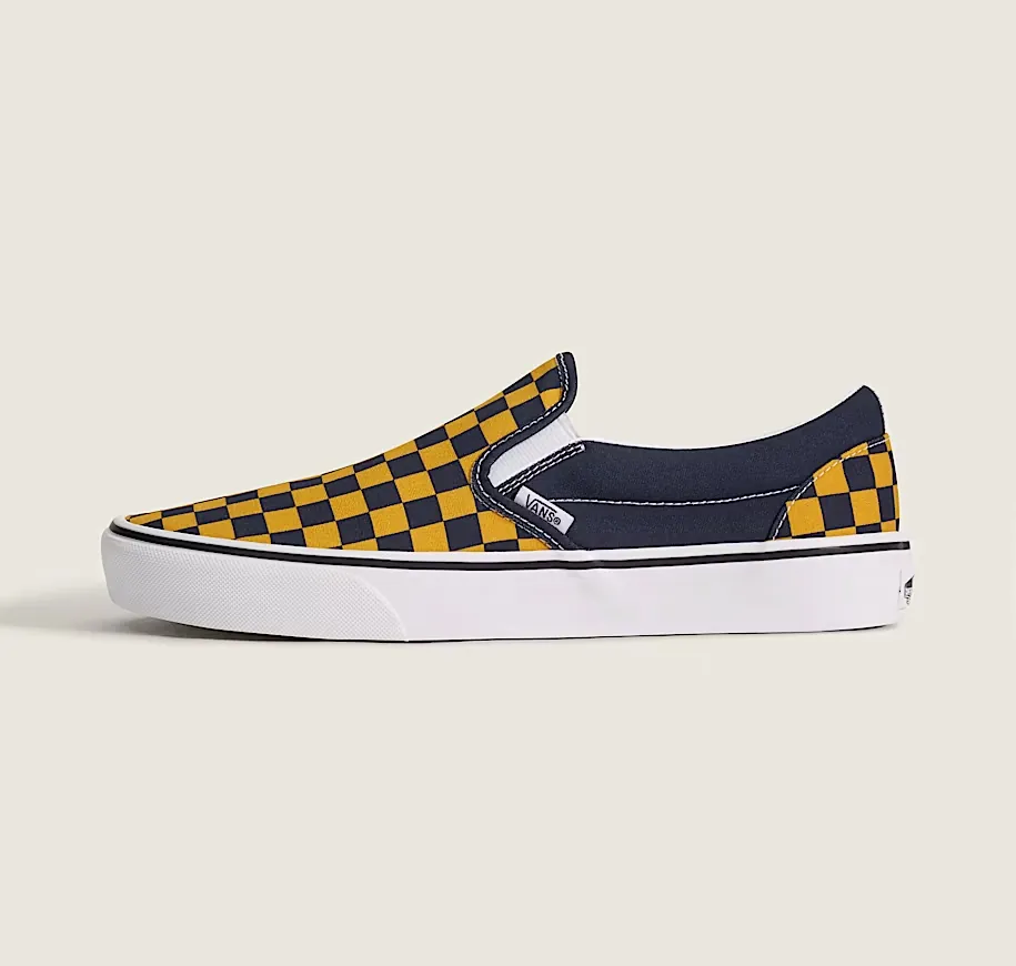 Vans Classic Slip-On Checkerboard Shoe — Gold