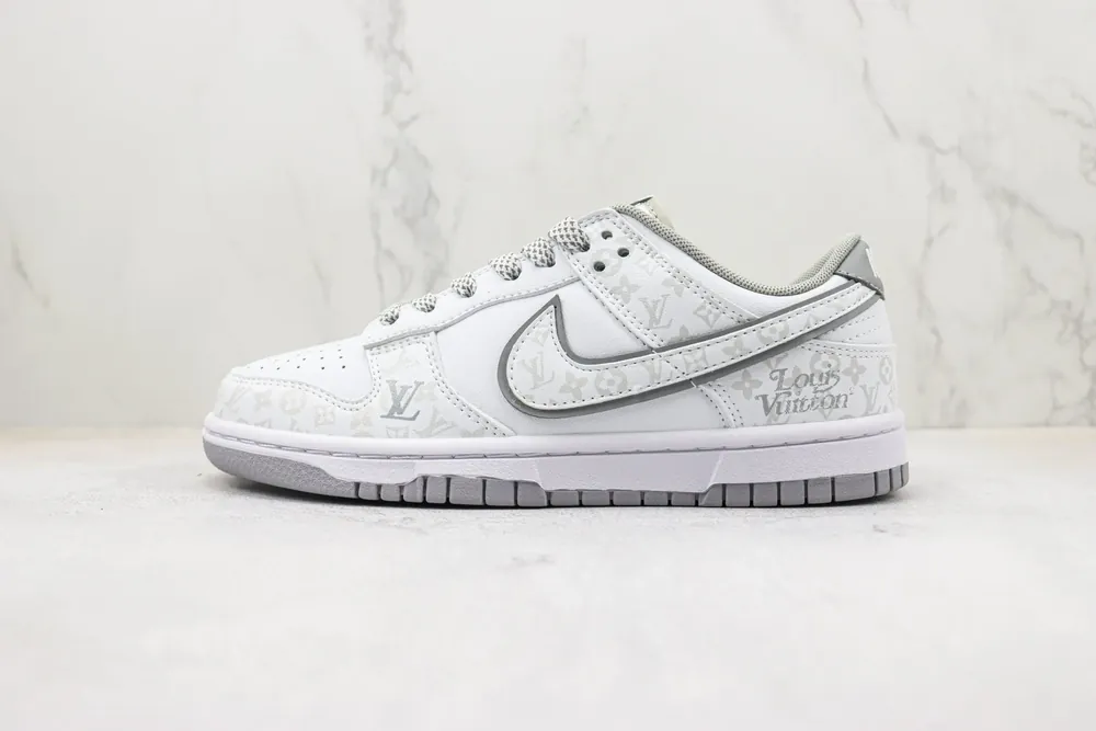 Louis Vuitton LV x Nike SB Dunk Low — White Light Grey Sliver