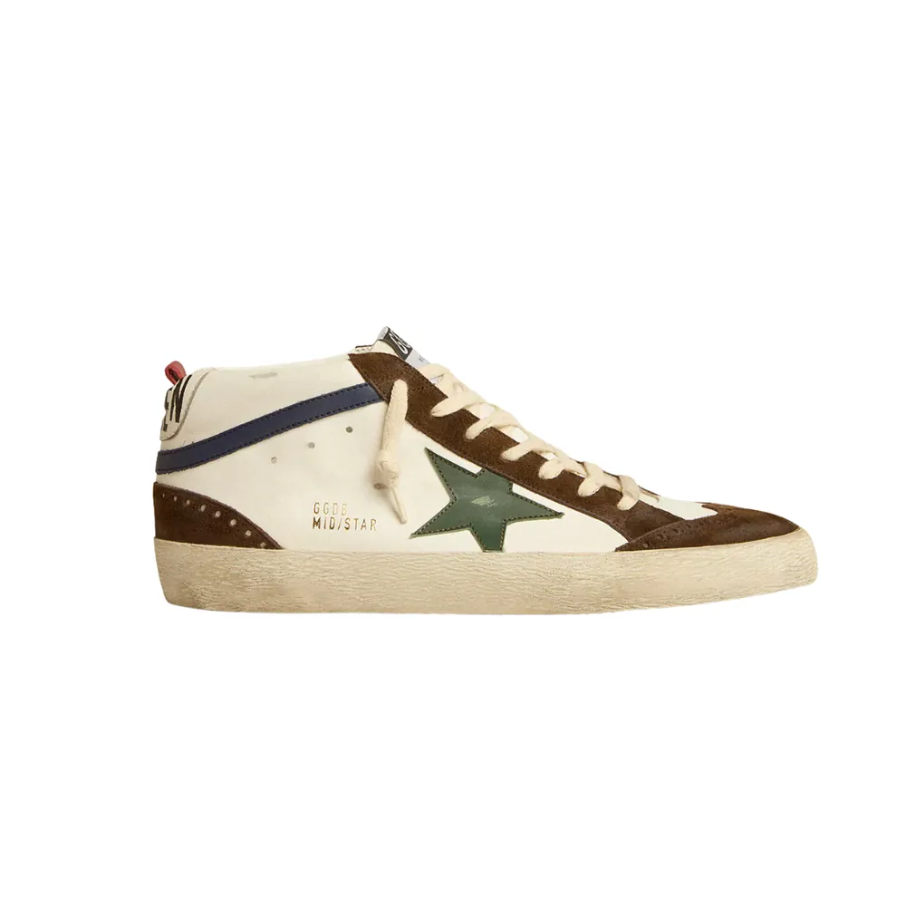 Golden Goose Golden Goose Mid Star — Green Leather Star Blue Leather Flash