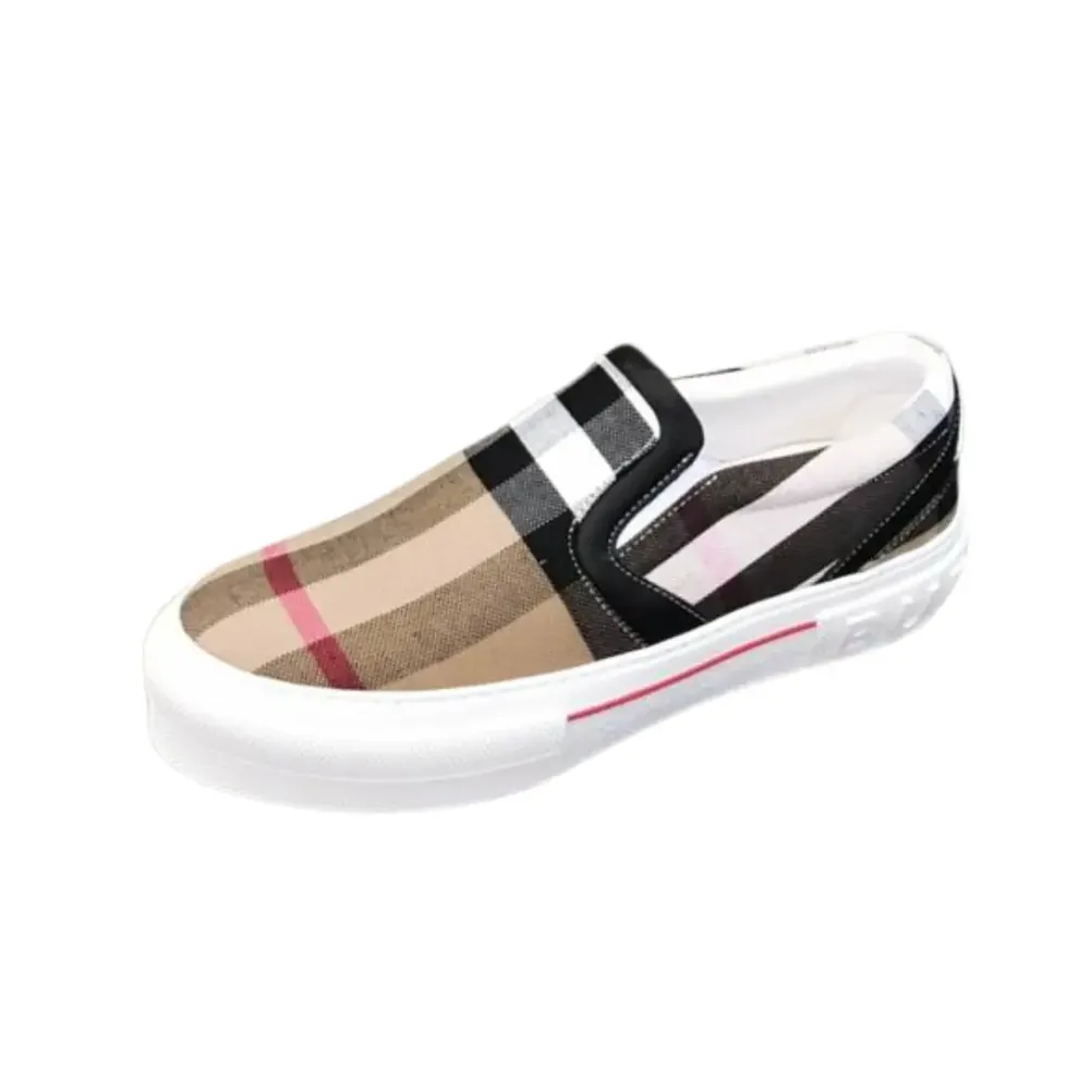 Burberry Burberry Curt Slip-On Sneakers Birch — Brown Check Canvas