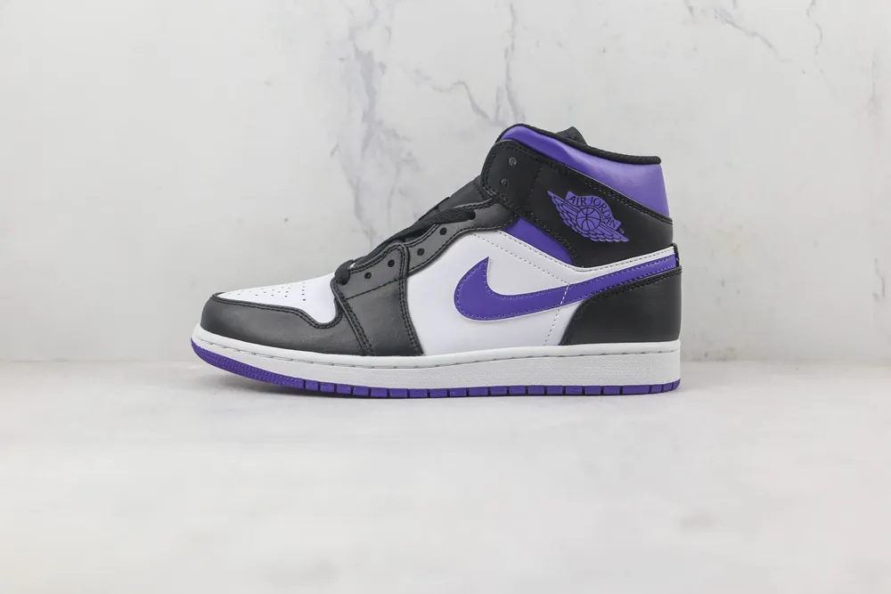 Jordan Nike Air Jordan 1 Mid — White Black Purple