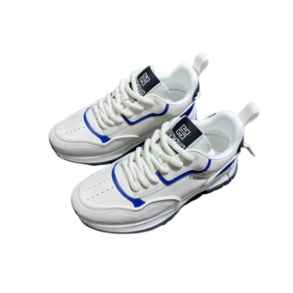 Givenchy Givenchy White Leather Sneakers — Royal Blue Accents GIVENCHY Logo Patch On The Tongue