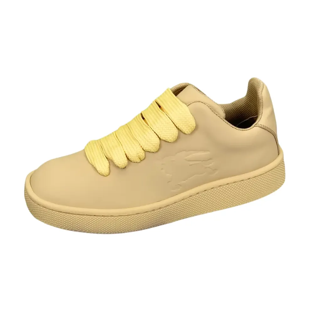 Burberry Burberry Yellow Leather Box Sneakers Embossed Equestrian Knight Motif