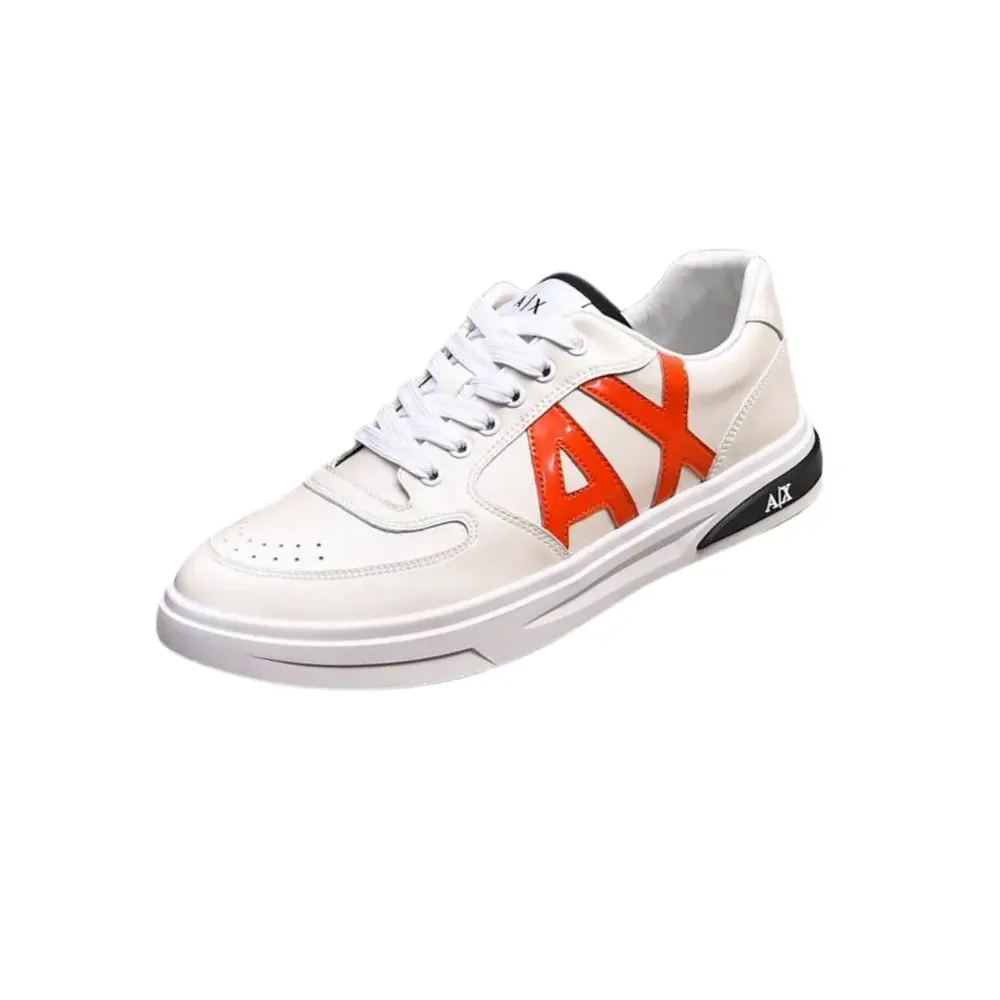 Armani Armani Exchange Men s Dusseldorf Contrast Logo Sneaker — White Orange