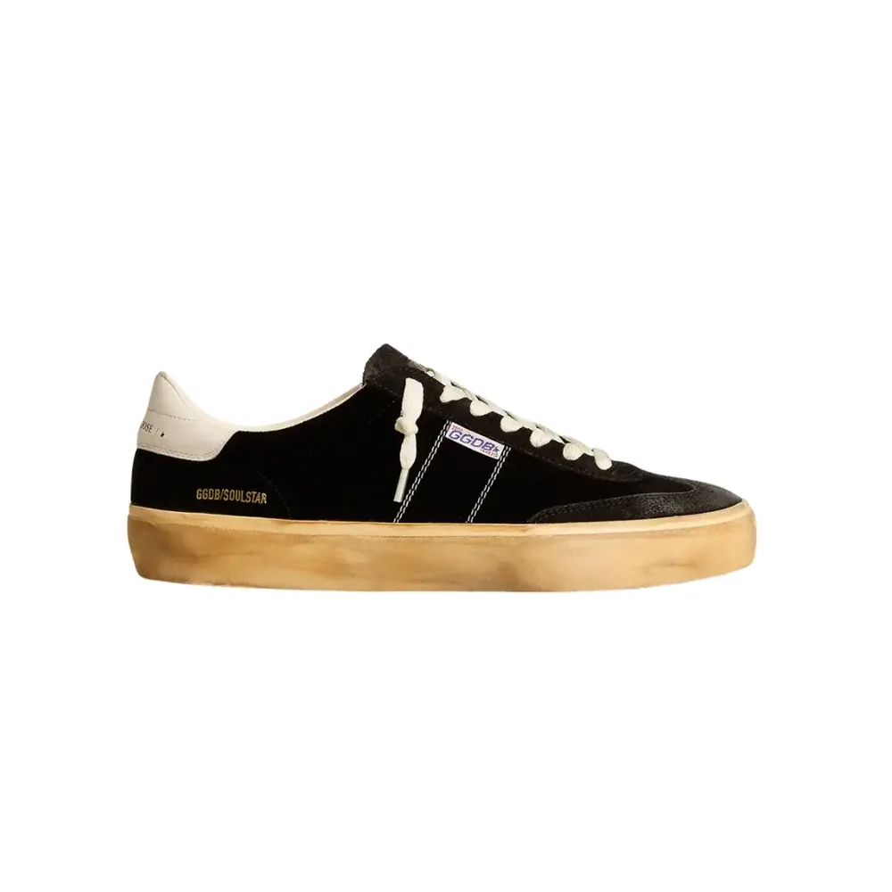 Golden Goose Golden Goose Soul Star — Black Velvet White Leather Heel Tab