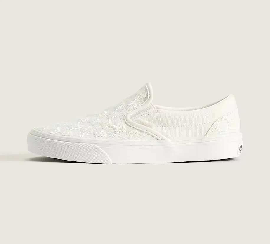 Vans Classic Slip-On Checkerboard Shoe — White
