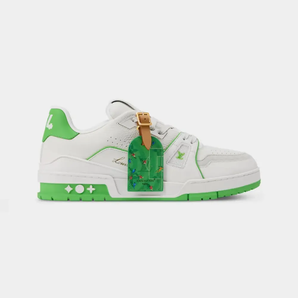Louis Vuitton LV Trainer Sneaker Grained Calf Leather Vert Fonce