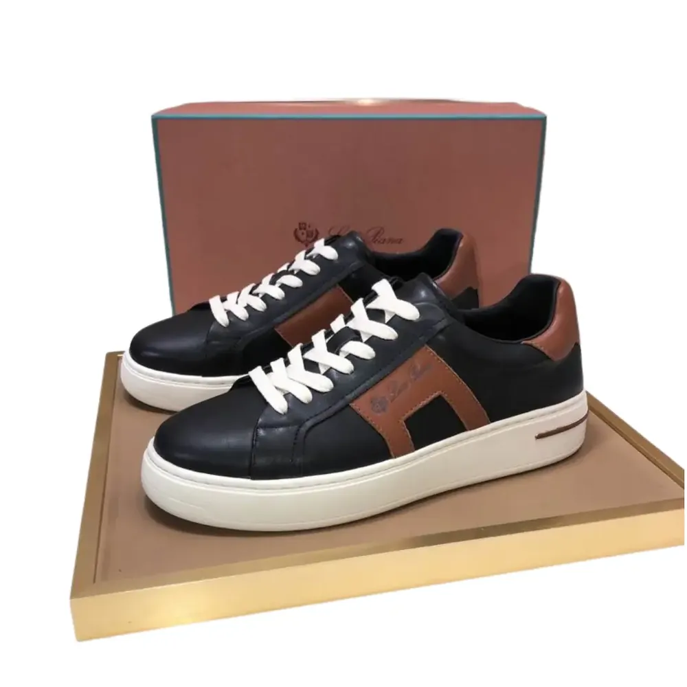 Loro Piana Loro Piana Summer — Black Burnt Brown Designed Sneaker