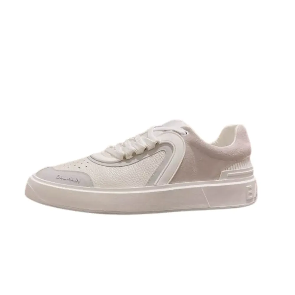 Balmain Balmain B Skate Low Top Sneakers — White Leather And Suede