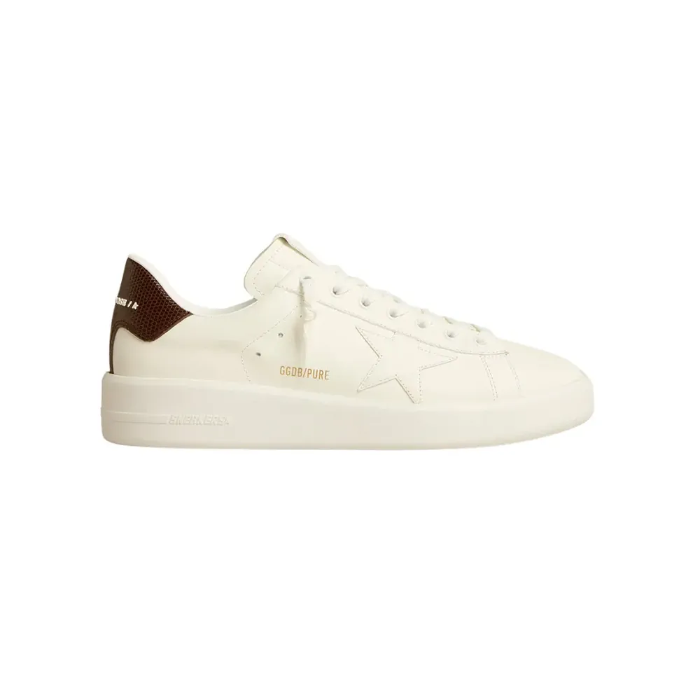 Golden Goose Golden Goose Purestar — White Star Burgundy Lizard-Print Heel Tab