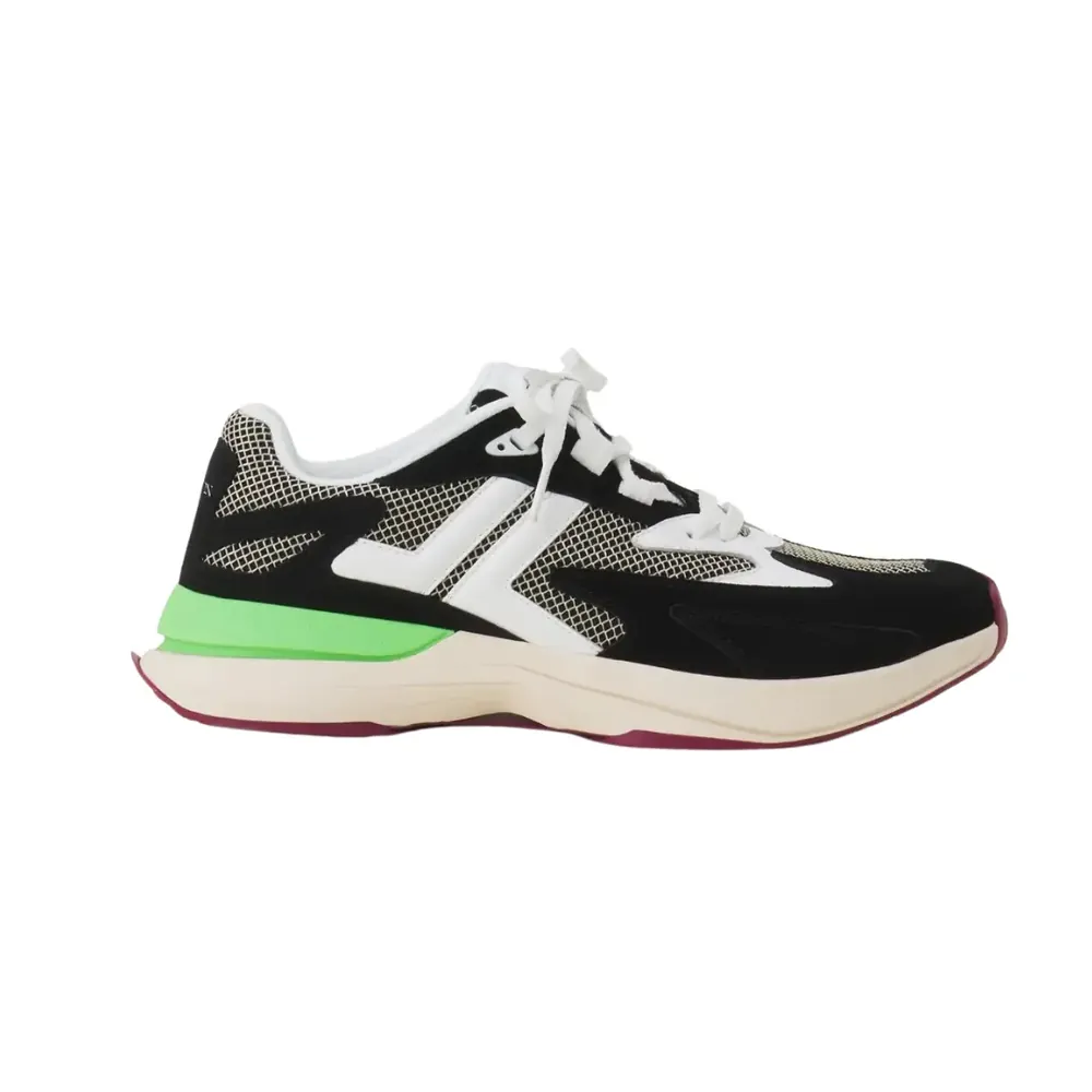 Lanvin Lanvin Jla Mesh-Panel Leather Sneakers — Black Green
