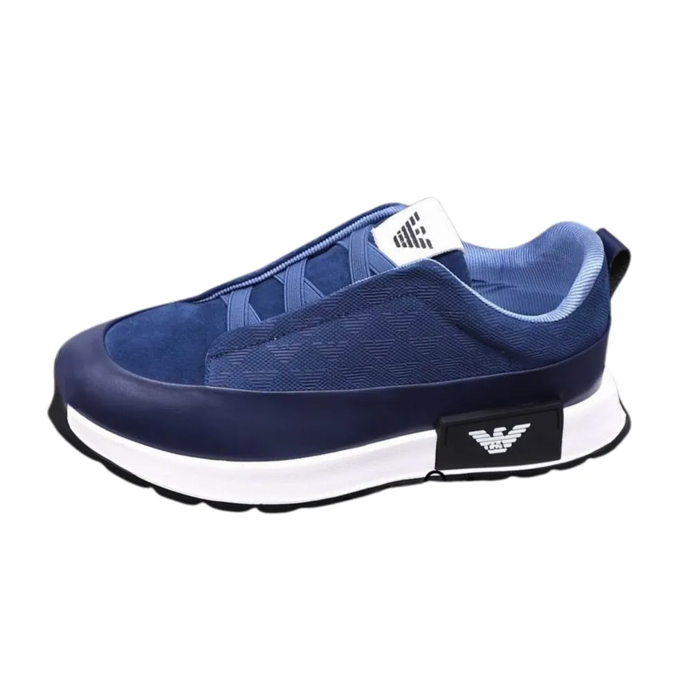 Armani Armani Emporio Sneaker — Blue Suede White Sole