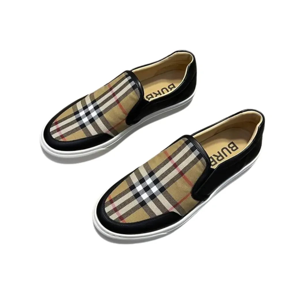 Burberry Burberry Salmond Slip-On Sneakers Archive — Beige Vintage Check Pattern