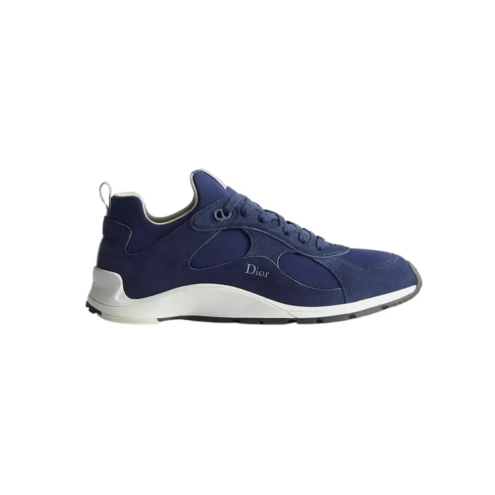 Dior Mile Sneaker — Blue Suede Calfskin Blue Green Neoprene