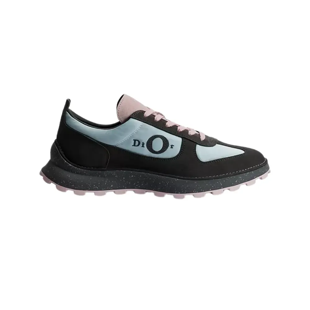 Dior Squash Sneaker — Gray Pink Suede Calfskin Light Blue Technical Fabric