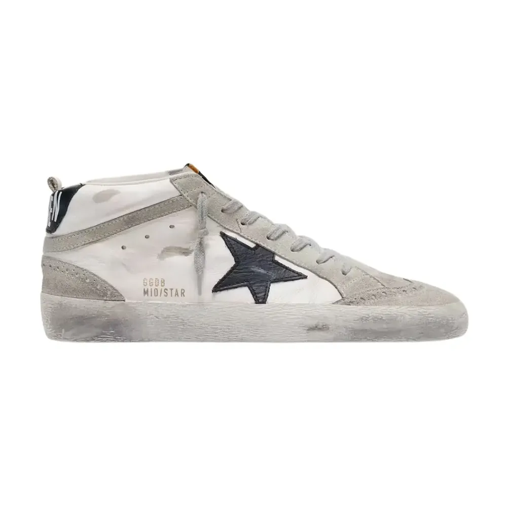 Golden Goose Golden Goose Mid Star — White Black Star