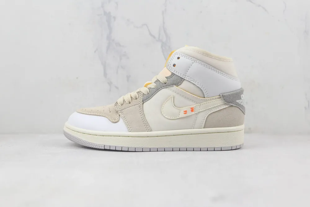 Jordan Nike Air Jordan 1 Mid SE Craft Inside Out — White Grey