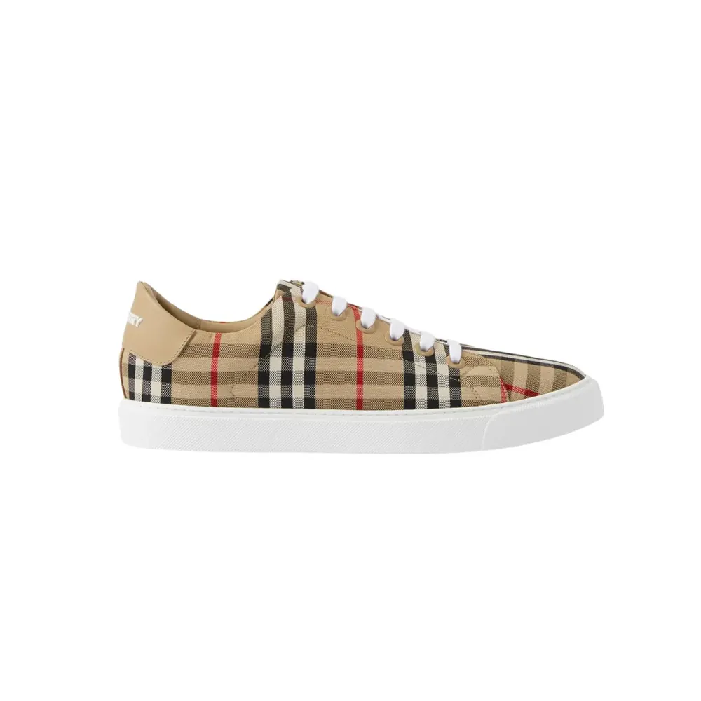Burberry Burberry Check Leather Sneakers — Beige