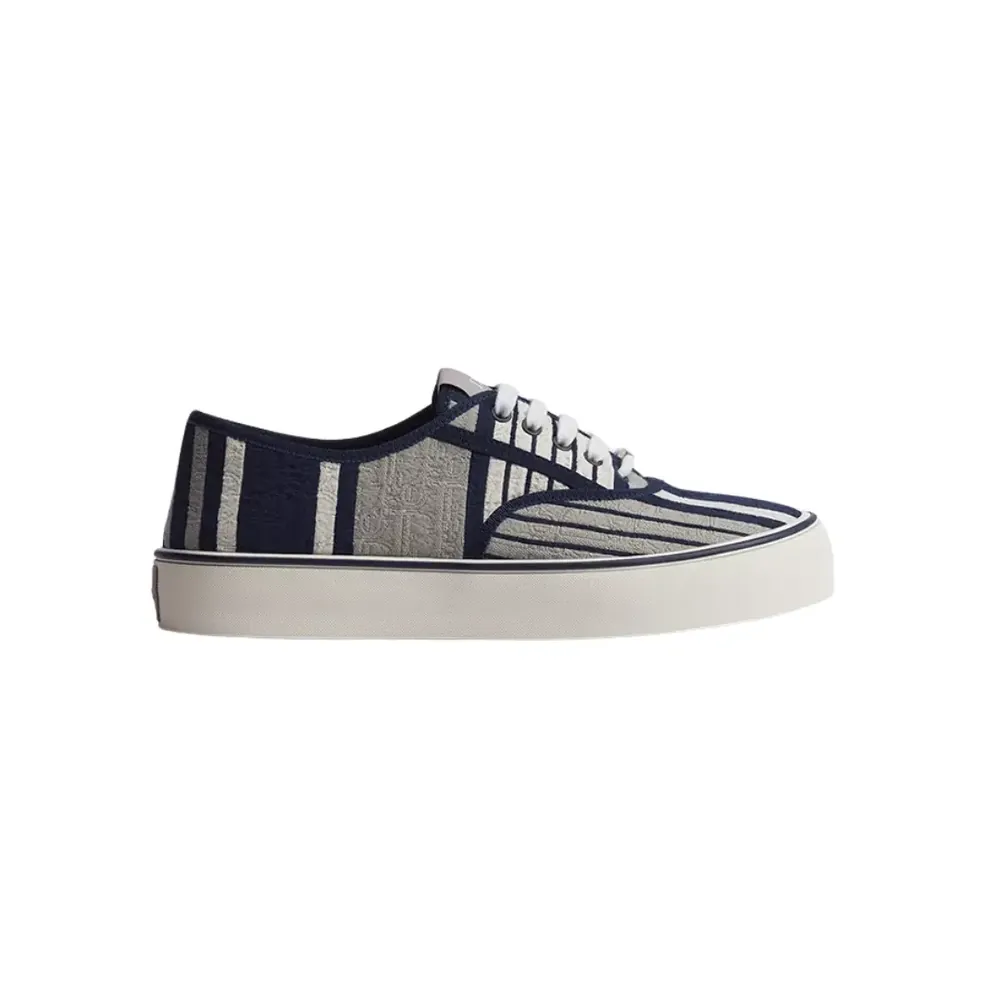 Dior Saltwind Sneaker — Gray Blue Oblique Sun Stripes Jacquard