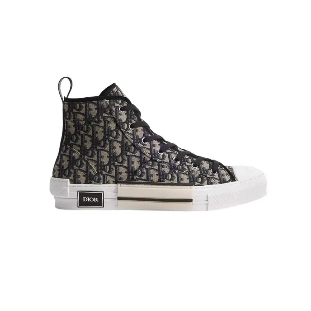 Dior B23 League High-Top Sneaker — Beige Black Oblique Jacquard