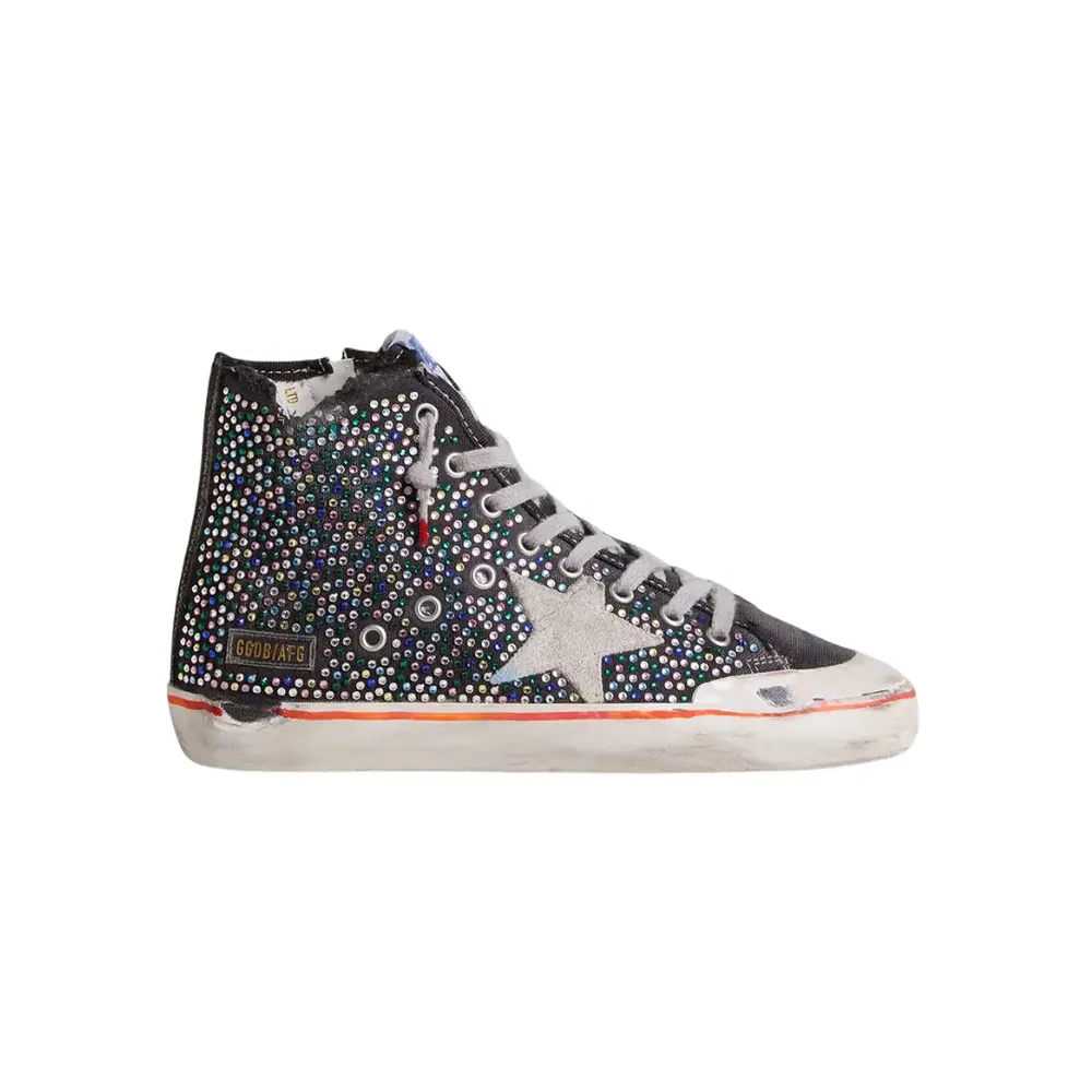 Golden Goose Golden Goose Francy Penstar Lab — Black Canvas Multicolor Rhinestones