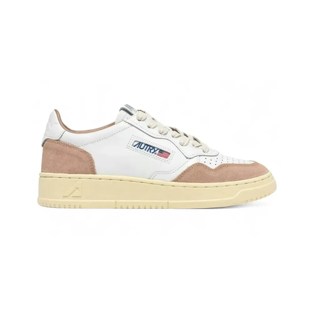 Autry Autry Medalist Low — White Leather Rose Cannel Suede