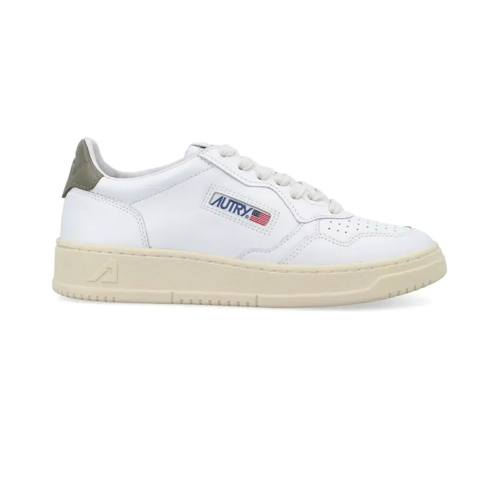 Autry Autry Medalist Leather Low — White Covert Green